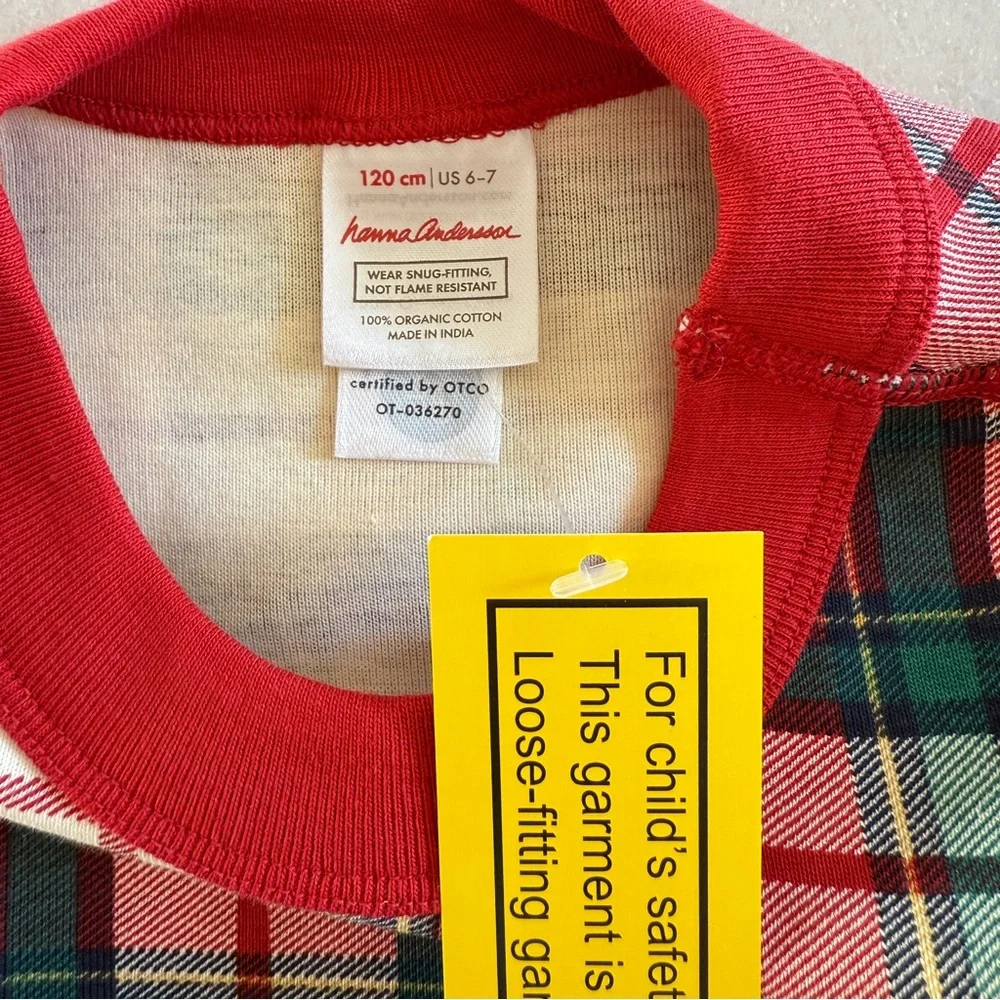 NWT Hanna Andersson HannaJams Red Holiday Long John Pajama Set Girls 6/7